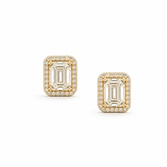 Baguette Halo Stud Earring