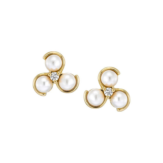 Triple Pearl Swirl Stud Earrings