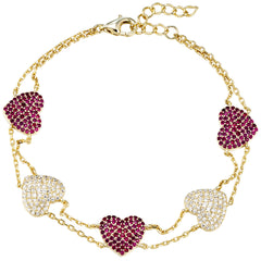 Pave Heart Chain Bracelet