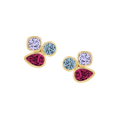 Bezel-set Trio Stud Earring