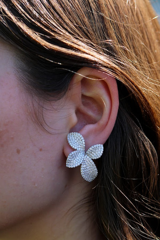 Oversized Pave Floral Earrings