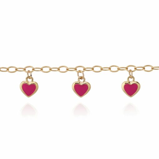 Solid Enamel Heart Charm Bracelet