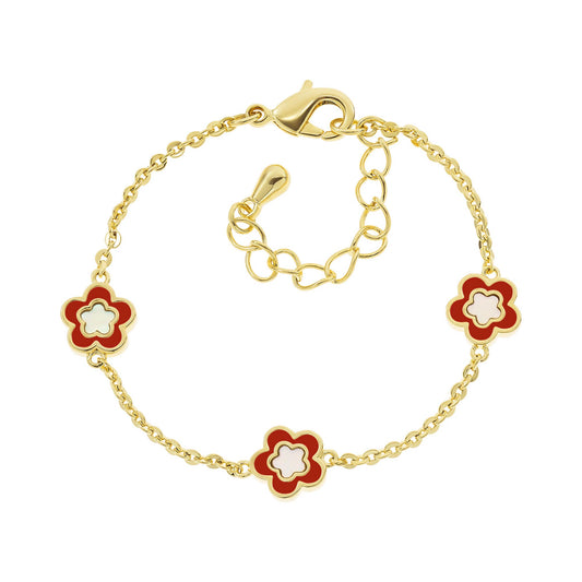 Mother Of Pearl Enamel Flower Bracelet