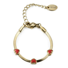 Enamel Puffed Hearts on Snake Chain Bracelet