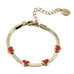 Enamel Puffed Hearts on Snake Chain Bracelet