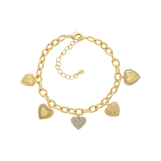 Multi Heart Charm Bracelet