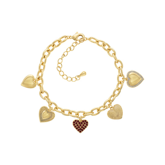 Multi Heart Charm Bracelet