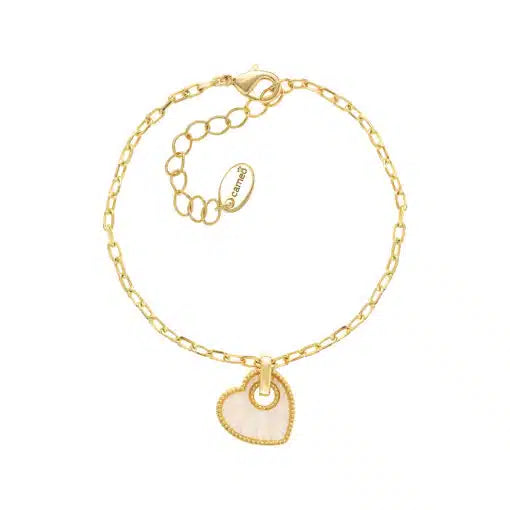 Mother-of-Pearl Spin Heart Charm Bracelet