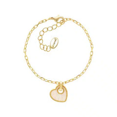 Mother-of-Pearl Spin Heart Charm Bracelet