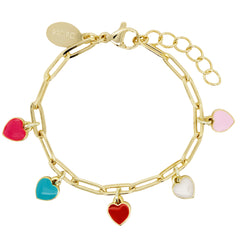 Multi Color Link Heart Bracelet