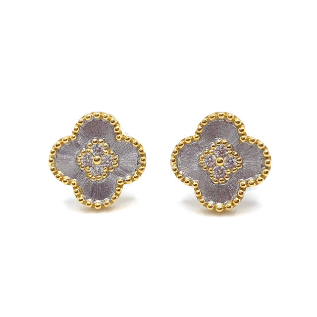 Small Inner Stone Clover Studs