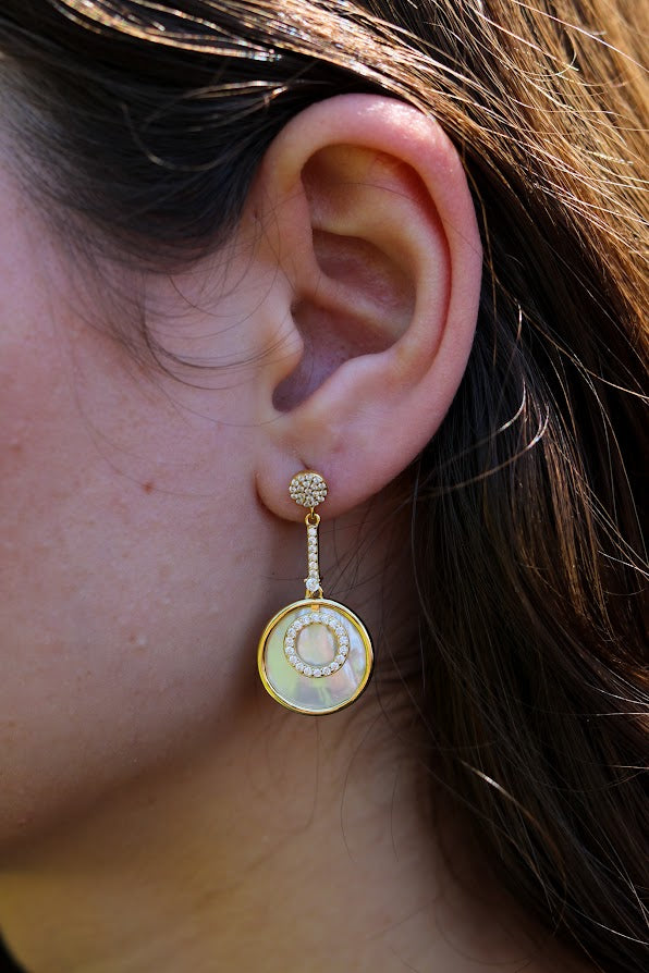 Gold Drop Circular Earrings