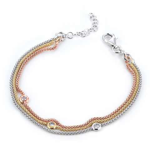 Tricolor Diamond By The Yard Bracelet