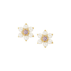 Pearl Flower Cluster Stud Earrings