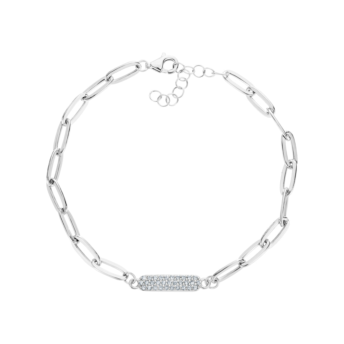 Pave Bar Paperclip Bracelet
