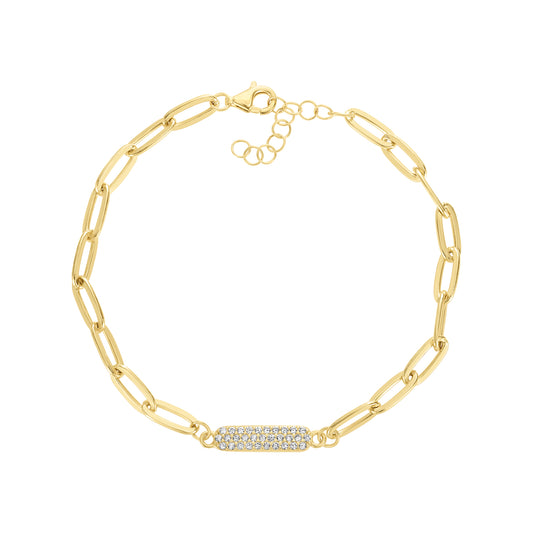 Rectangle Pave Link Bracelet