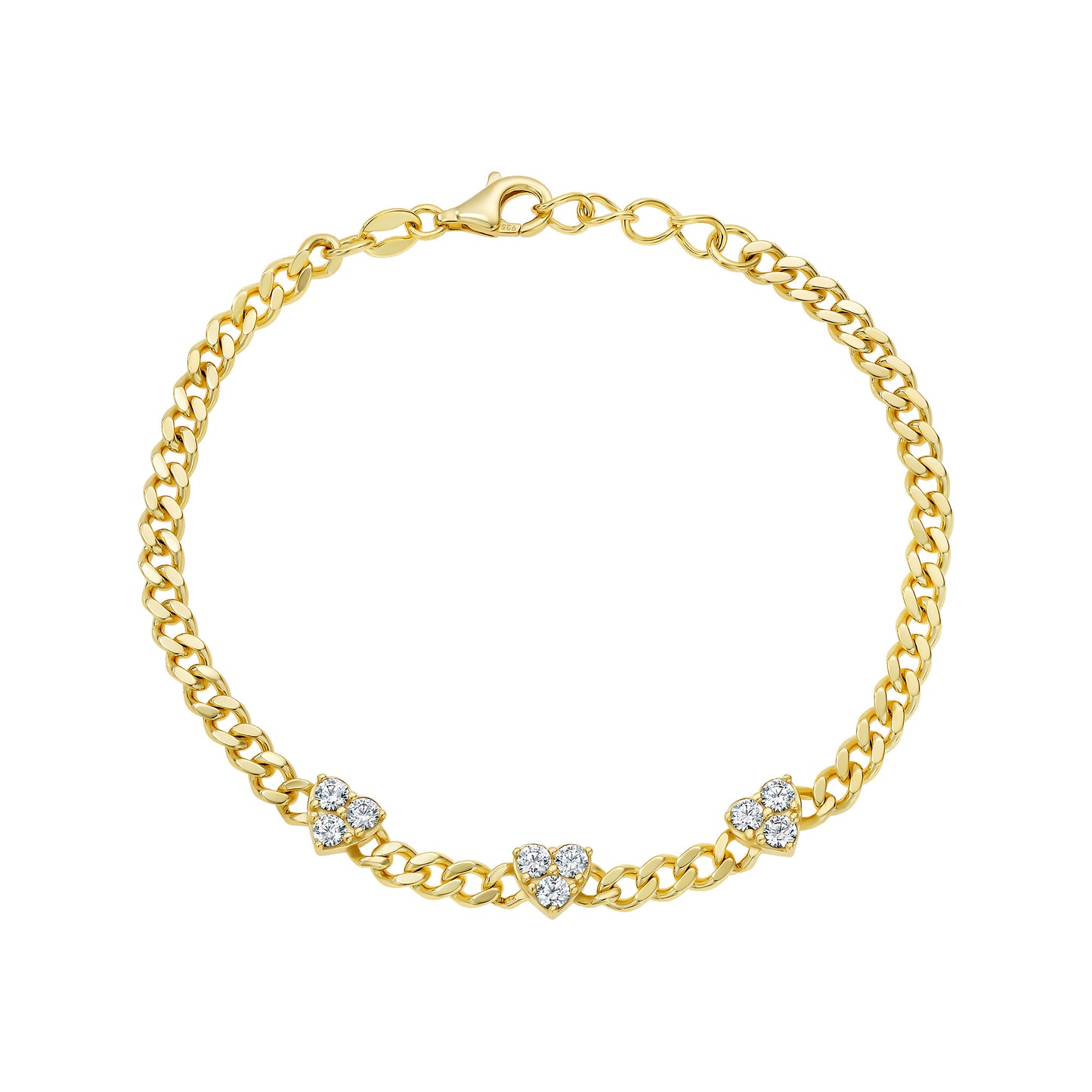 Link Dainty Triple Heart Bracelet