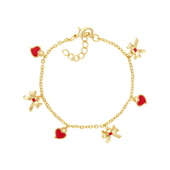 Bow Tilted Heart Charm Bracelet