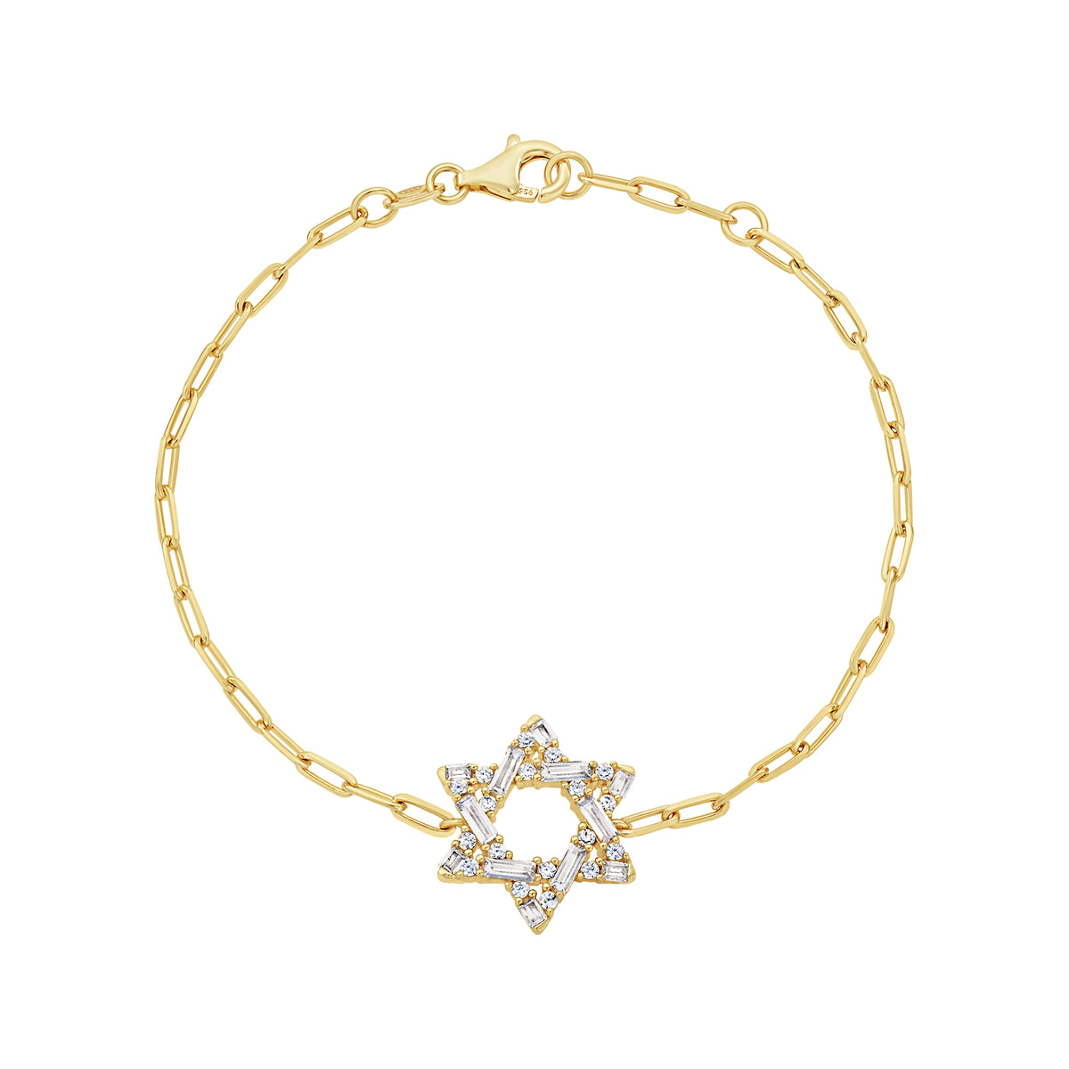 Baguette Star of David Link Bracelet