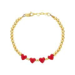 Four Heart Beaded Bracelet
