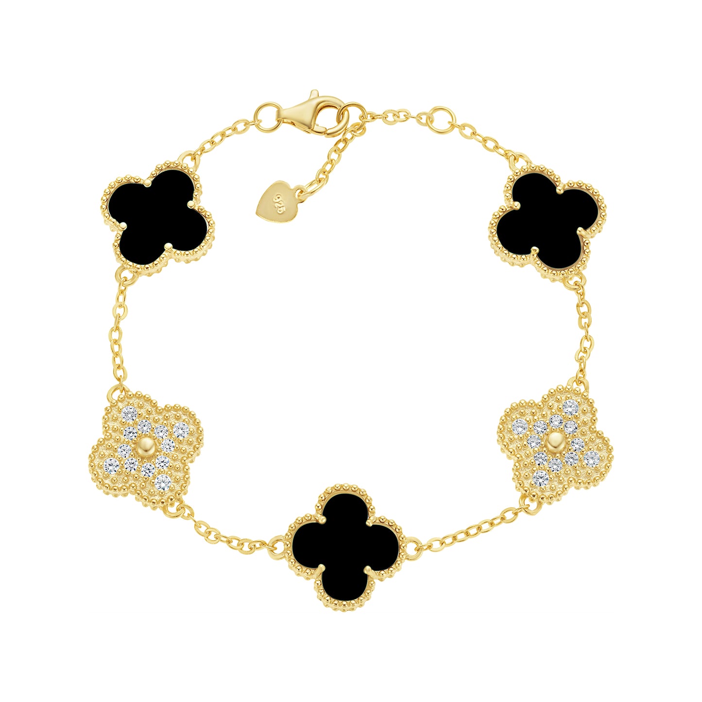 Magnificent Gold Stone Clover Bracelet