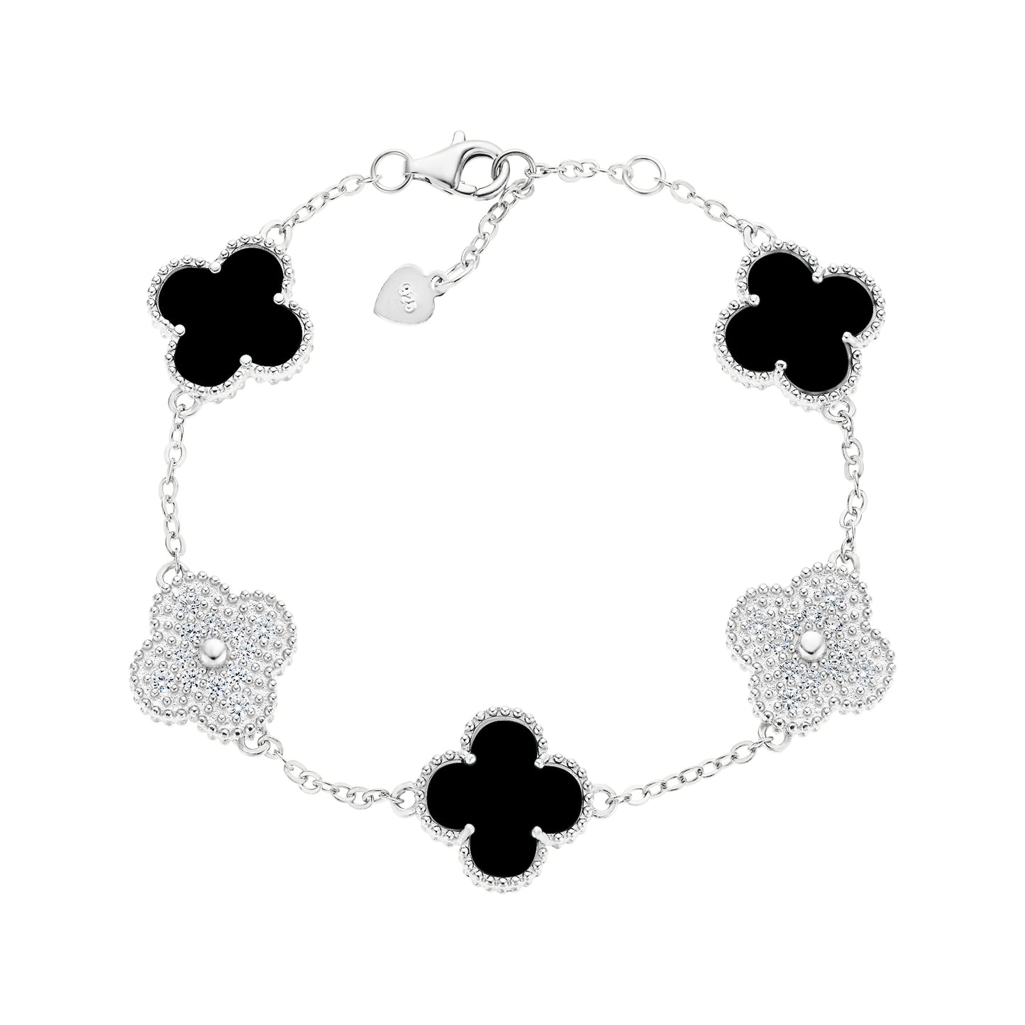 Magnificent Silver Stone Clover Bracelet