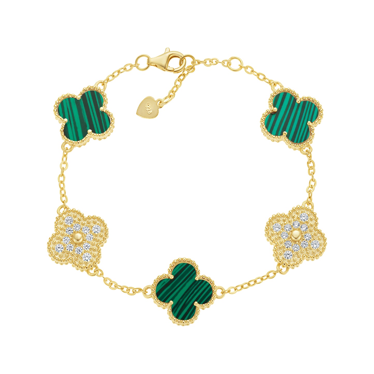 Magnificent Gold Stone Clover Bracelet