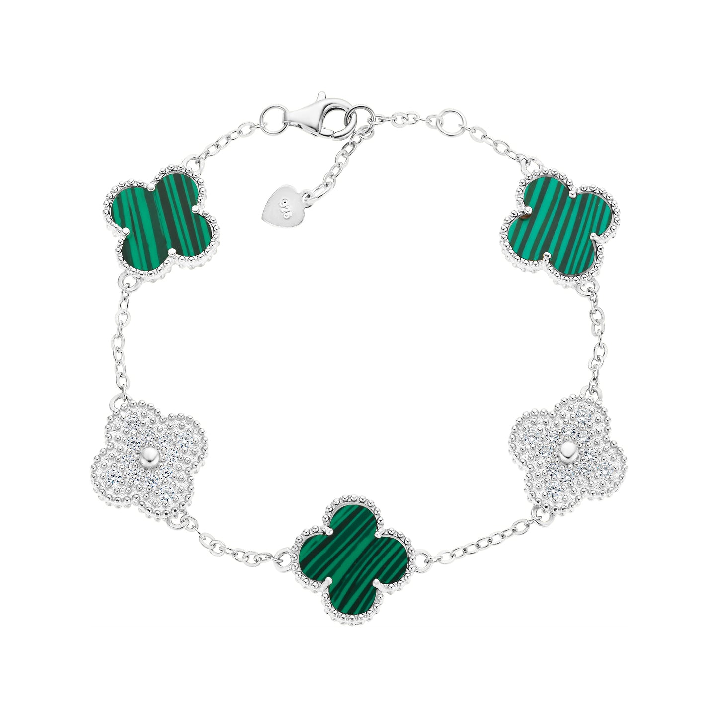 Magnificent Silver Stone Clover Bracelet