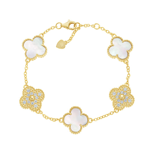 Magnificent Gold Stone Clover Bracelet