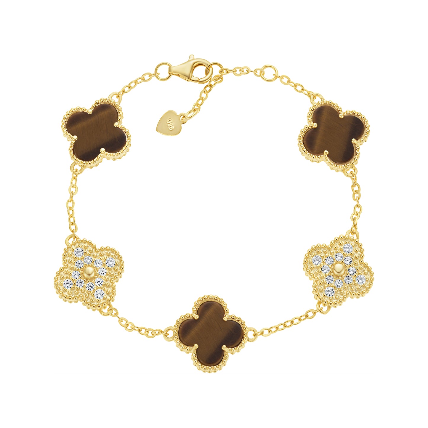 Magnificent Gold Stone Clover Bracelet