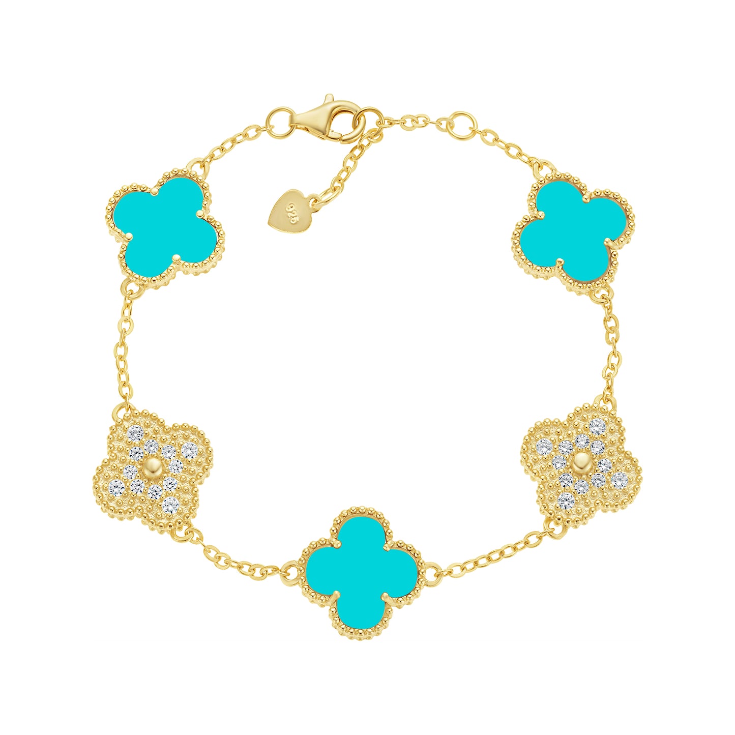 Magnificent Gold Stone Clover Bracelet