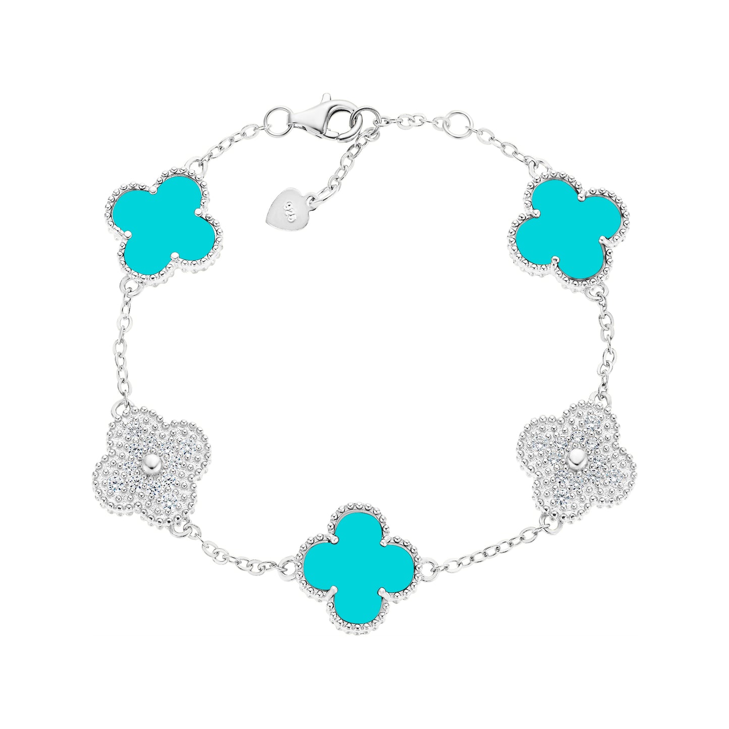 Magnificent Silver Stone Clover Bracelet