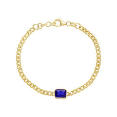 Rectangle Bezel Cuban Chain Bracelet