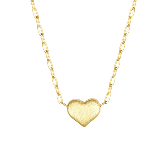 Brushed Link Heart Necklace