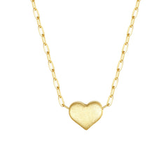 Brushed Link Heart Necklace