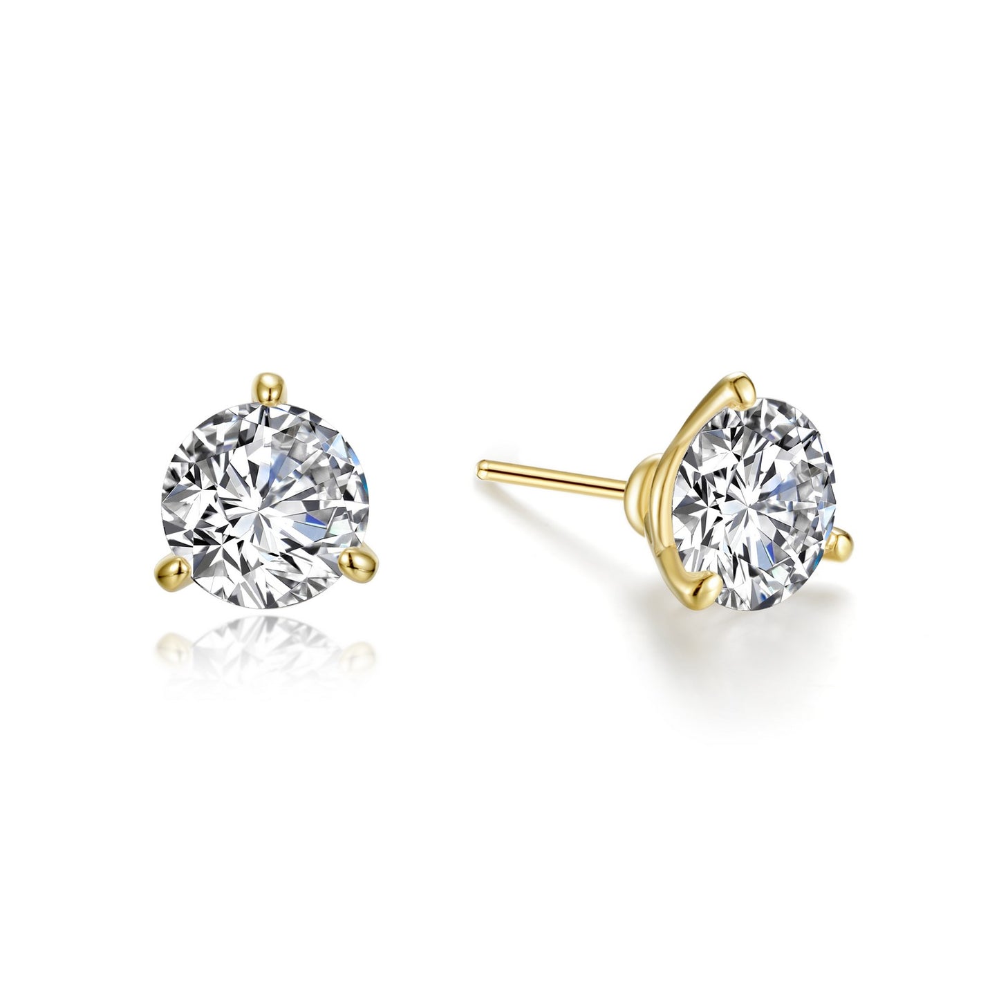 3 Prong Solitaire Stud Earrings