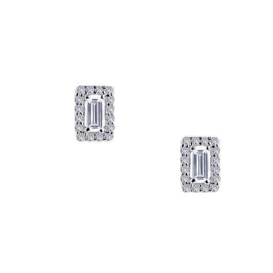 Baguette Halo Stud Earrings