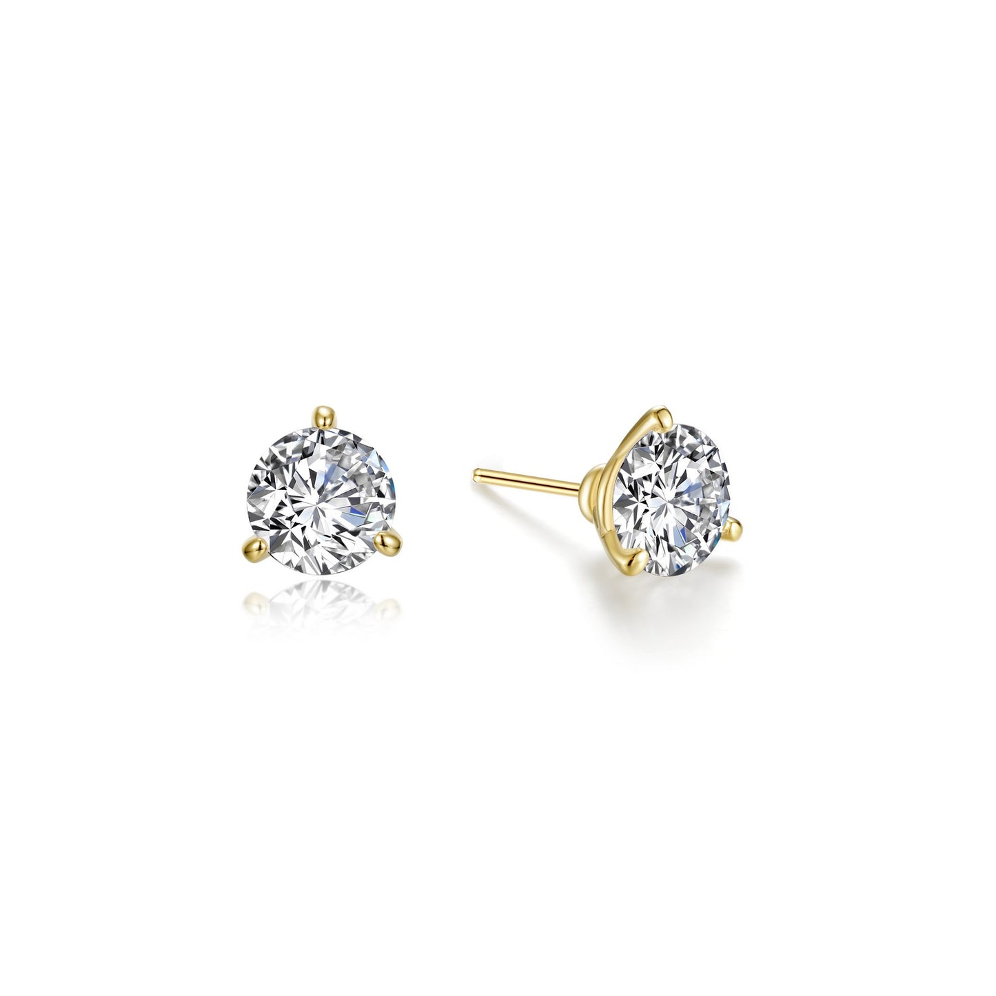 3 Prong Solitaire Stud Earrings