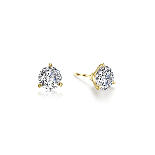 3 Prong Solitaire Stud Earrings