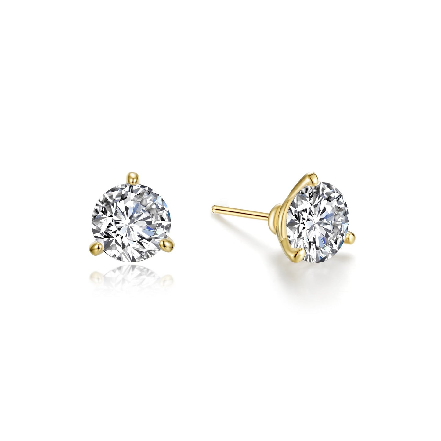 3 Prong Solitaire Stud Earrings