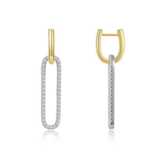 2-Tone Paperclip Drop Earrings