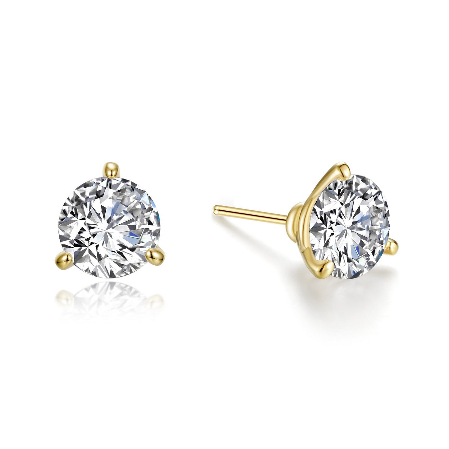 3 Prong Solitaire Stud Earrings