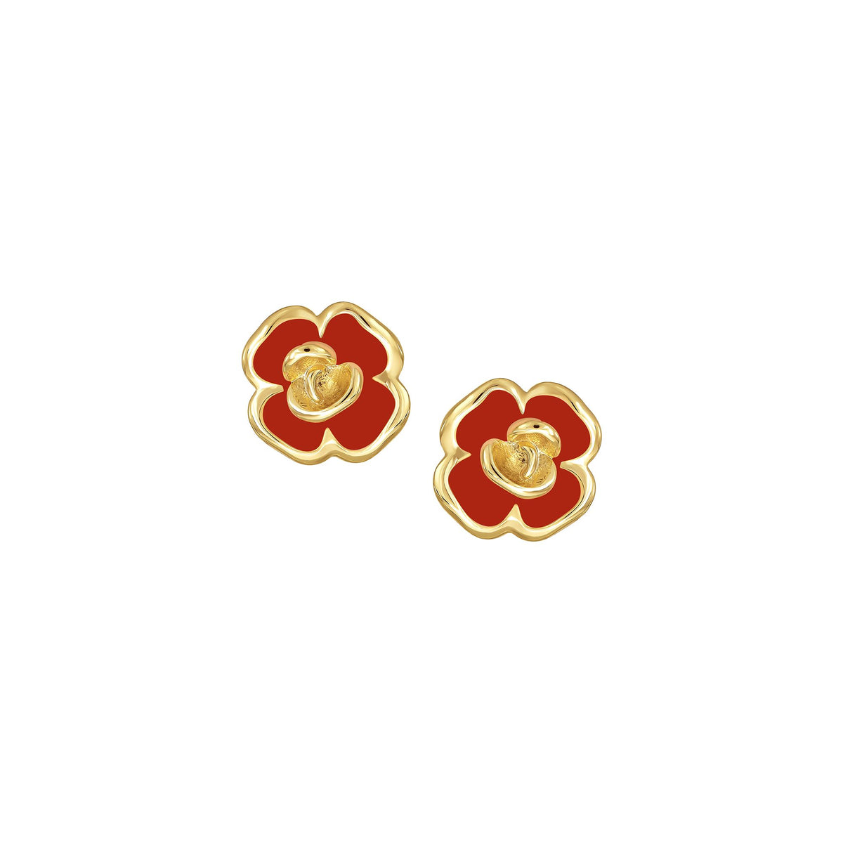 Enamel Ruffled Flower Stud Earrings