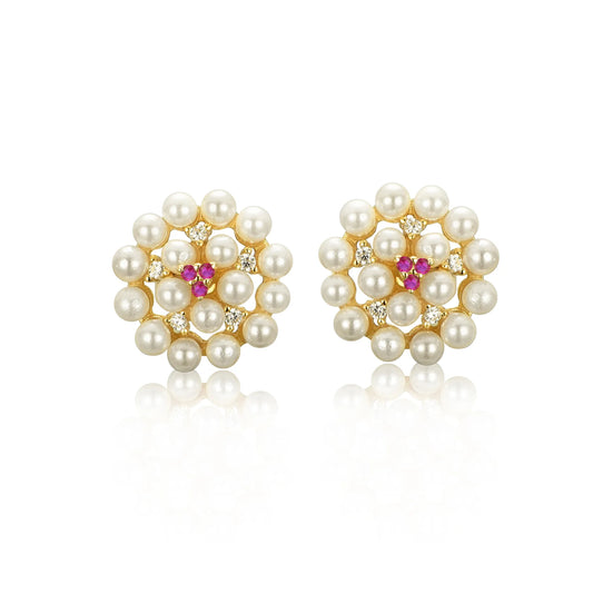 Pearl Stone Cluster Stud