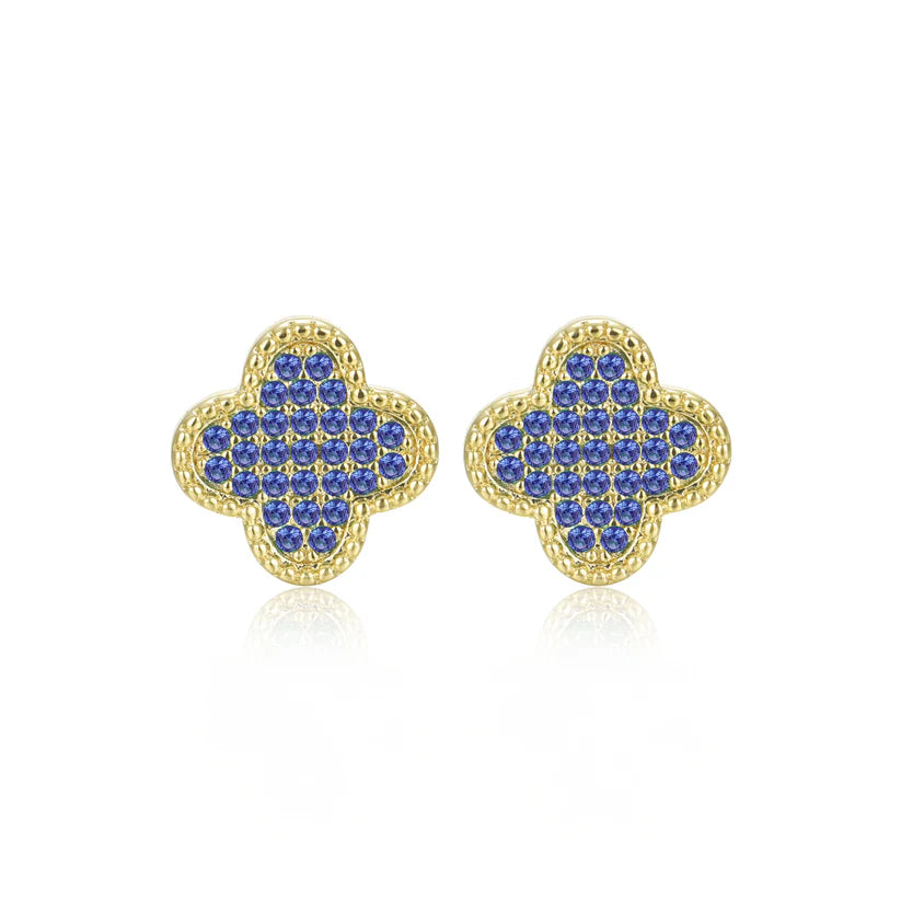 Flush Pave Clover Studs