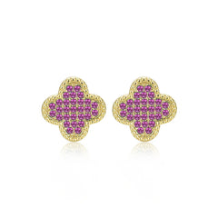 Flush Pave Clover Studs