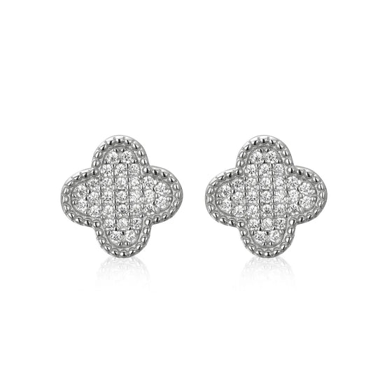 Flush Pave Clover Studs