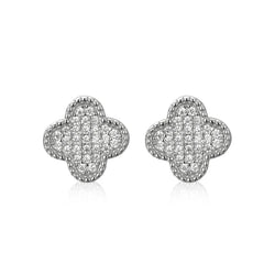 Flush Pave Clover Studs