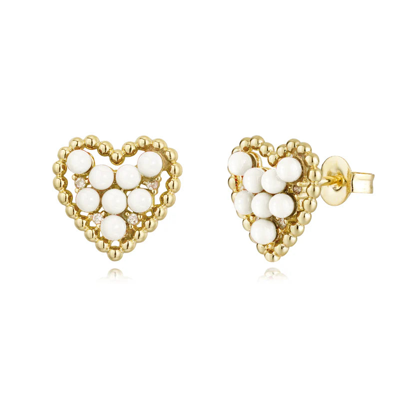 Pearl Heart Filled Studs