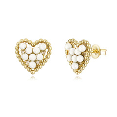 Pearl Heart Filled Studs